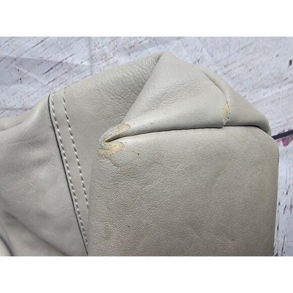 Moda Luxe Light Grayish Color Genuine Leather Hobo Bag Purse Handbag Tote READ - Picture 11 of 16